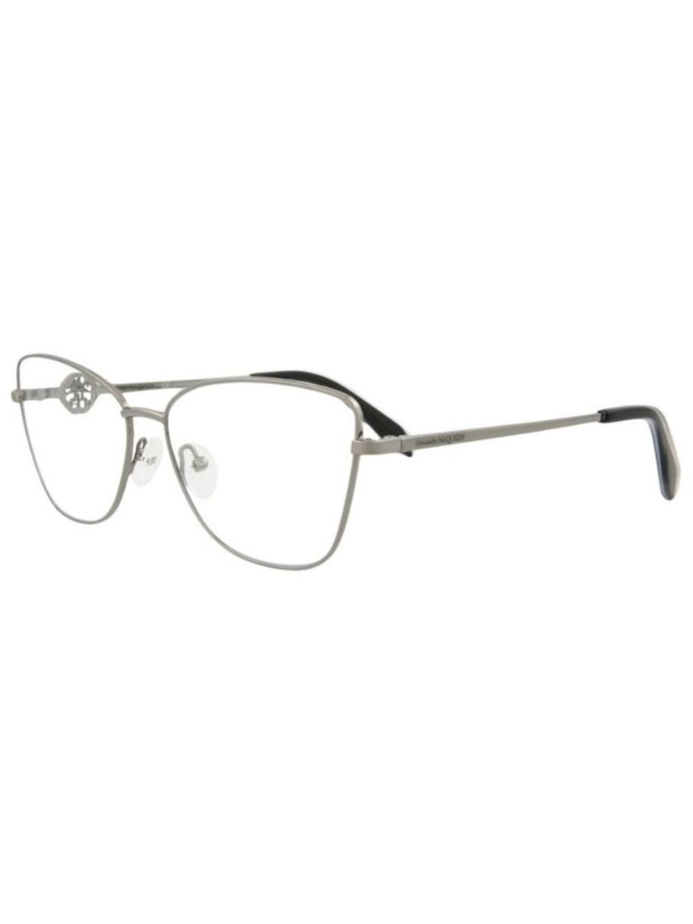 New Alexander McQueen Womens Cat Eye Ruthenium Ruthenium Transparent Fashion Des